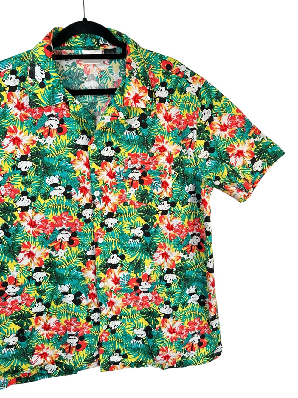 Disney Mickey Mouse Tropical Hawaiian Shirt XL Cotton Button Up Resort Vacation - Picture 5 of 16
